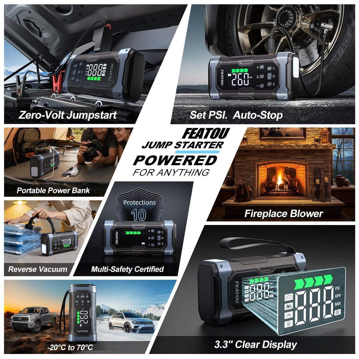 9000A Jump Starter with Air Compressor I2366
