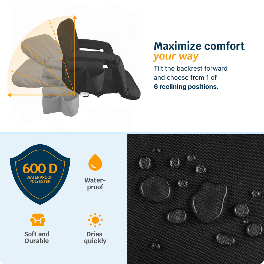 Heating Massage Reclining Stadium Seat with Arm Support H533