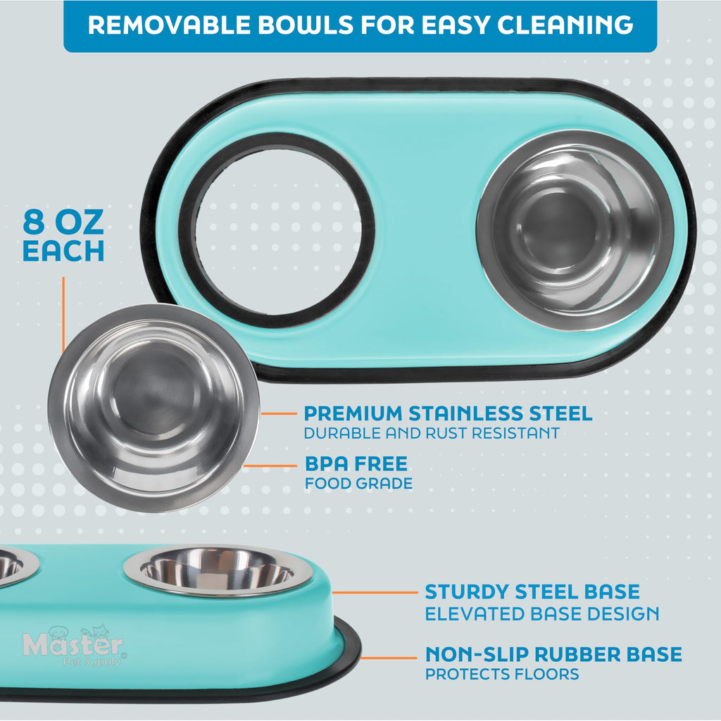 Double Dog Bowls Set with Elevated Base Y141