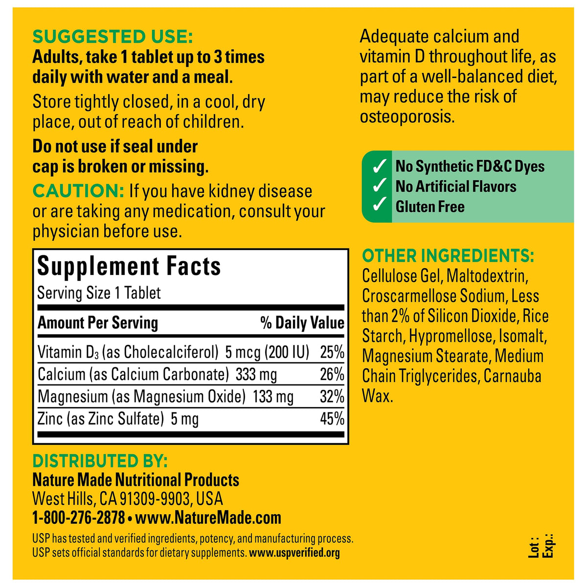 Calcium Magnesium Zinc with Vitamin D3, 300 Tablets U905983