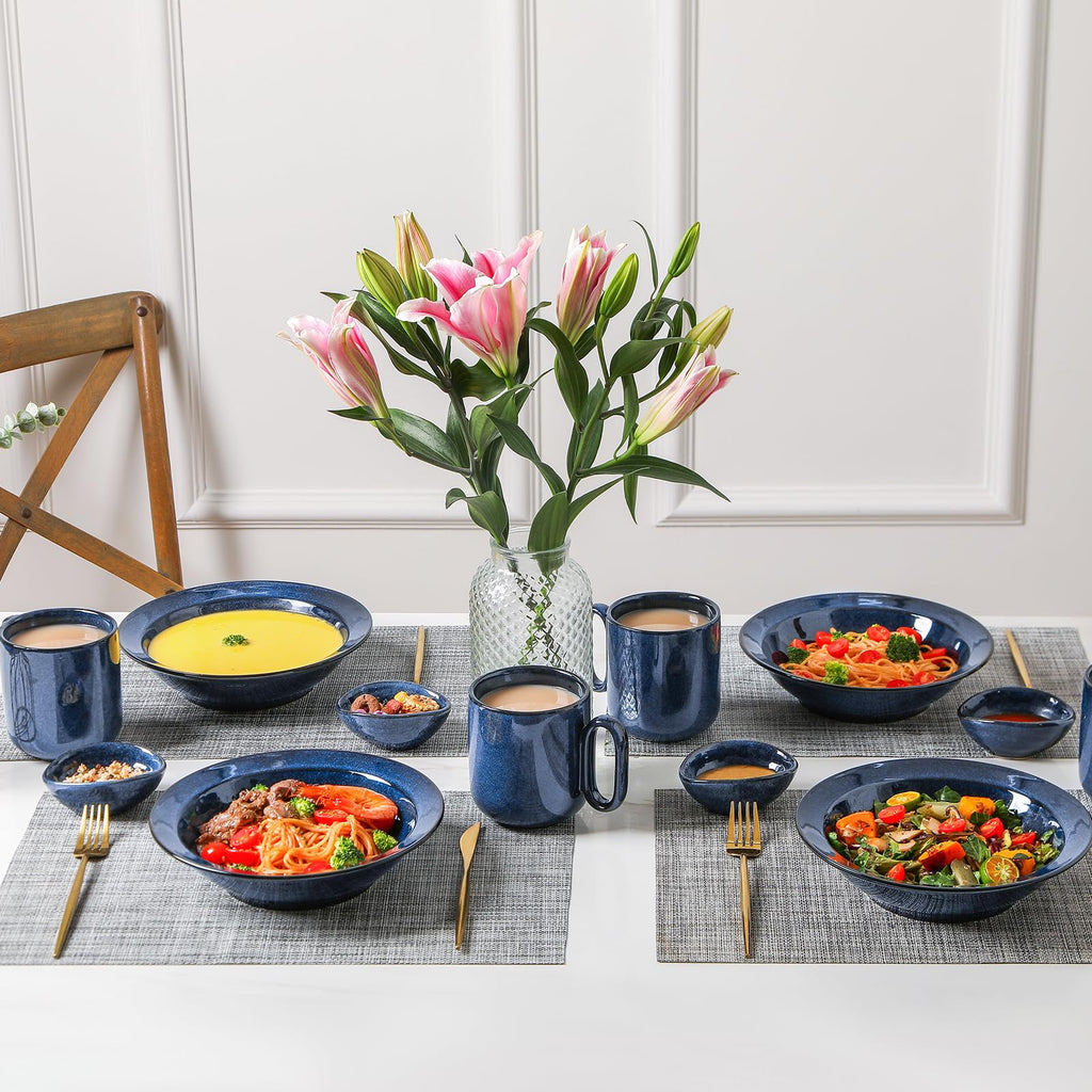 Blue 27oz Ceramic Soup Bowls Set of 4 Y1693