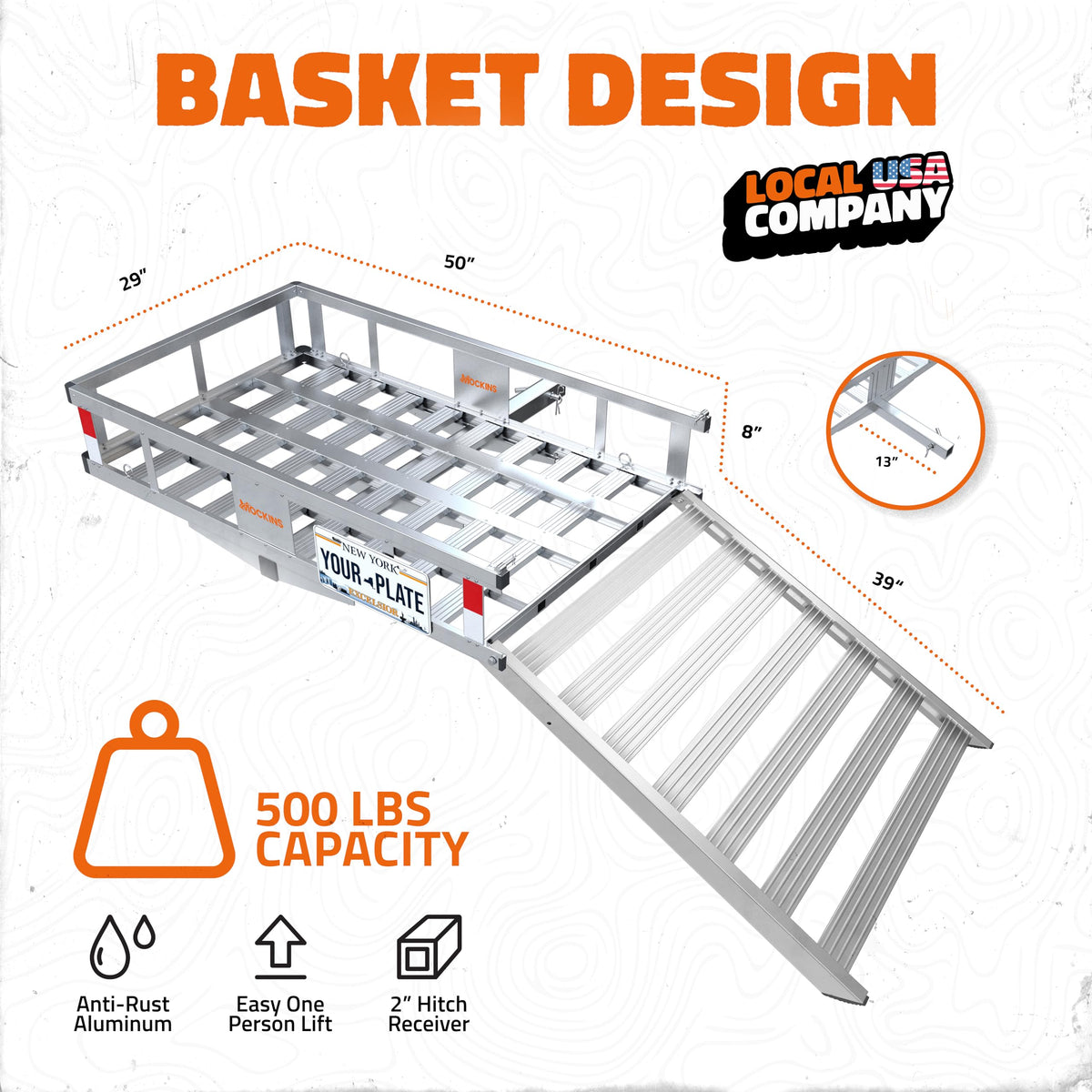 Aluminum Trailer Hitch Cargo Carrier with Ramp I609