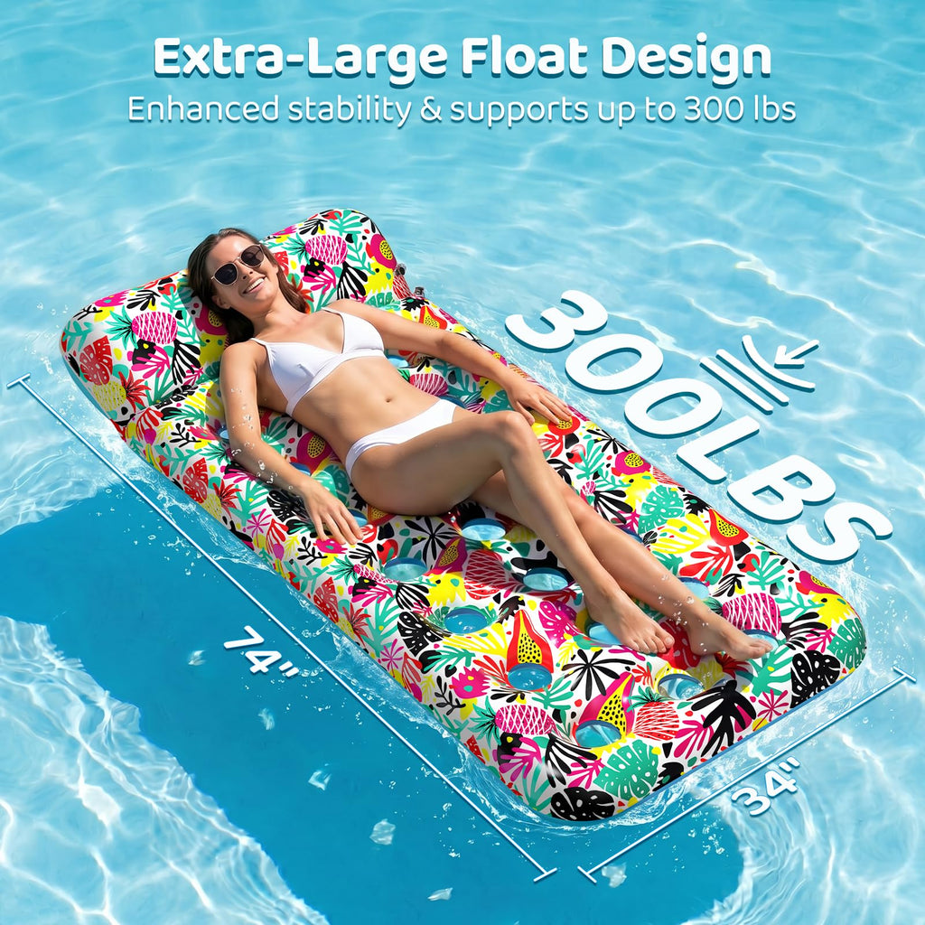 4 Pack Oversized Inflatable Pool Floats with Headrest Q9530