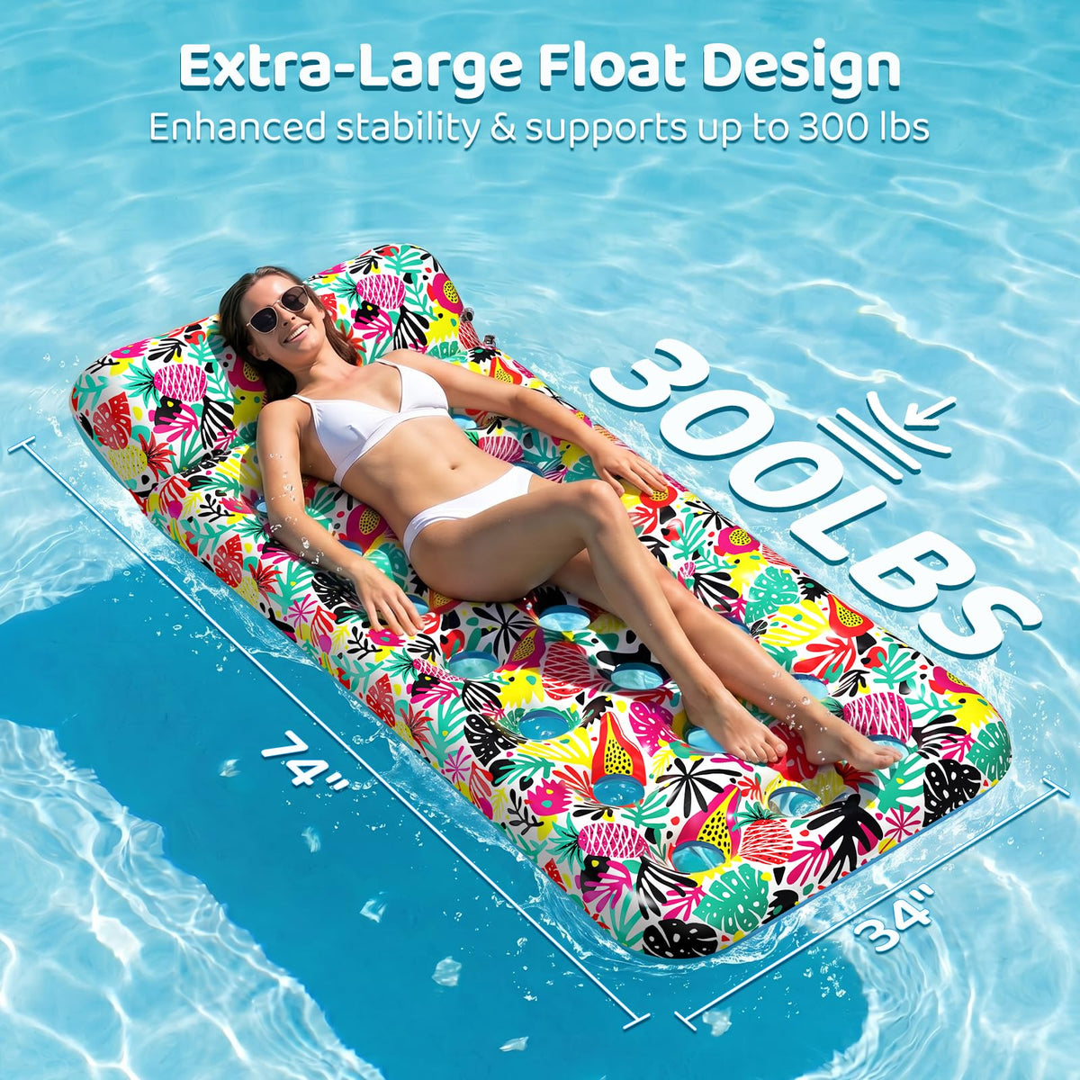 4 Pack Oversized Inflatable Pool Floats with Headrest Q9530