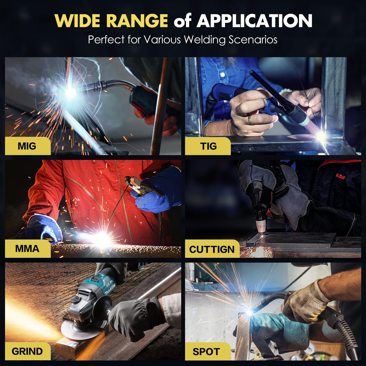 Auto Darkening Welding Helmet Large View True Color 4 Arc Sensor Solar/Battery Powered N316