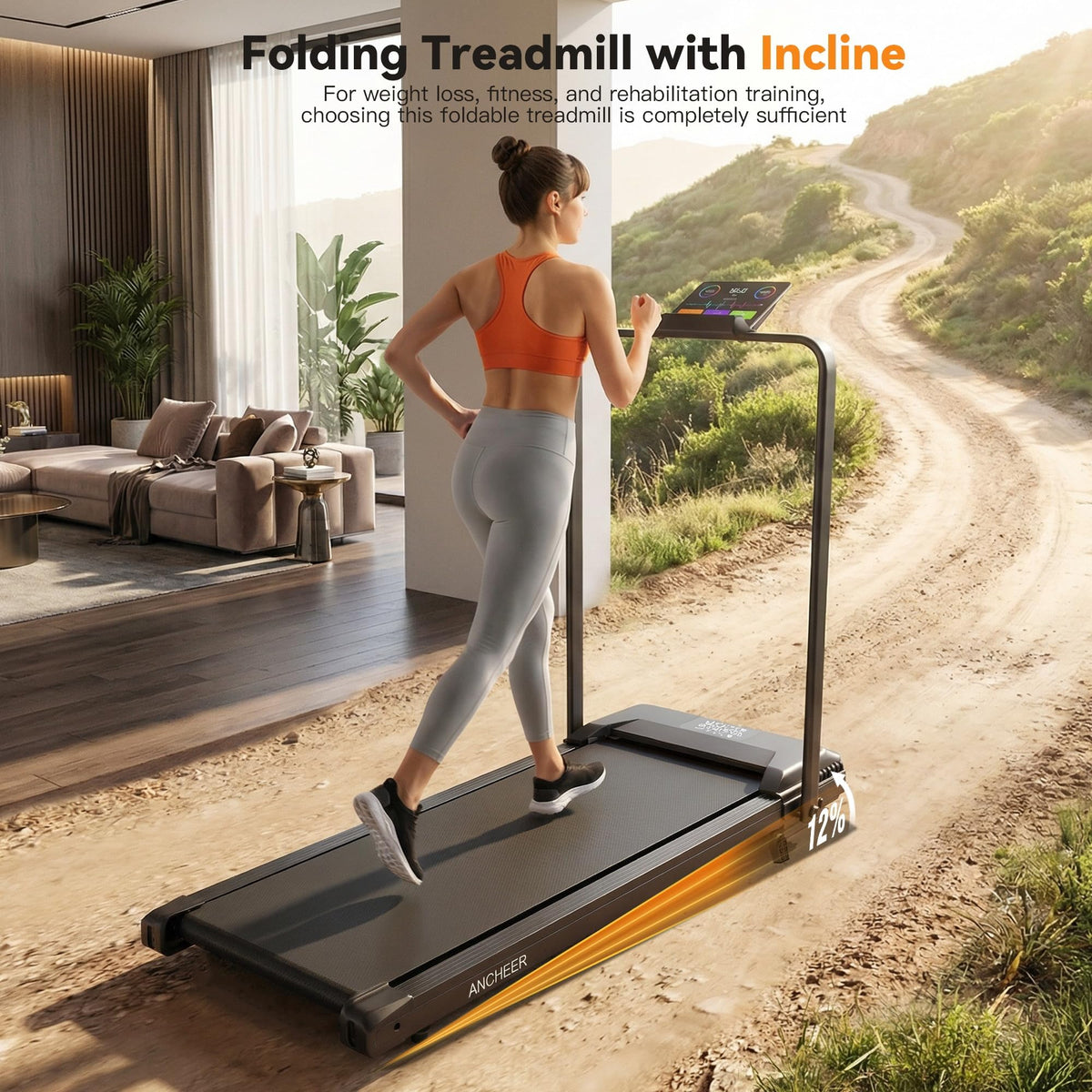 Foldable Treadmill with Incline H2004