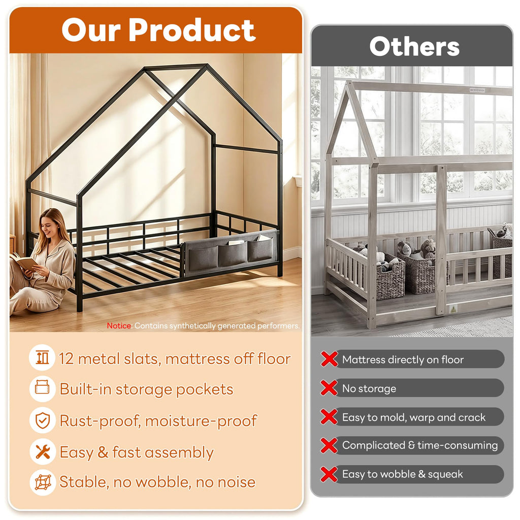 Twin Size Metal Floor Bed Frame X23301