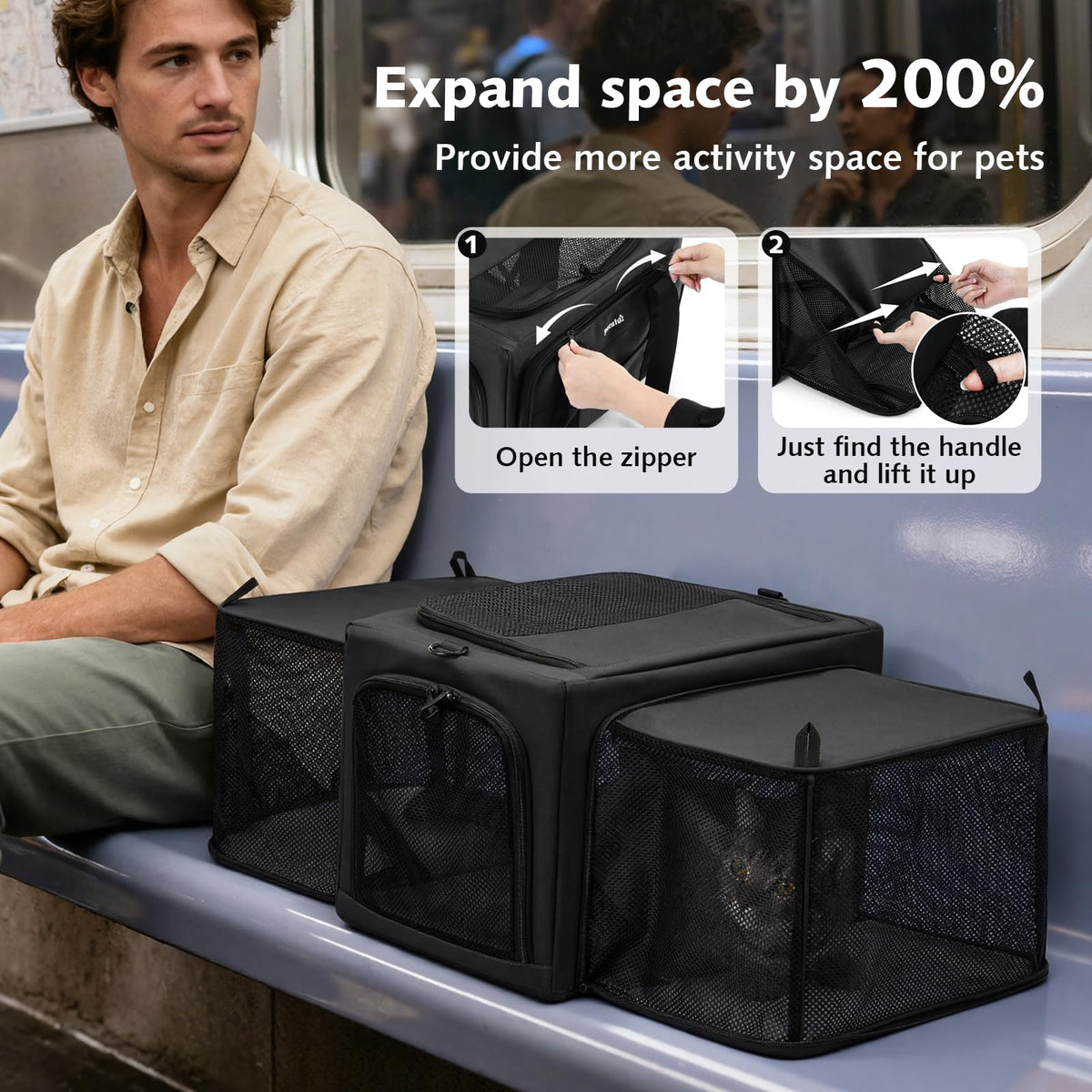 Expandable Dark Gray Cat Carrier X61375