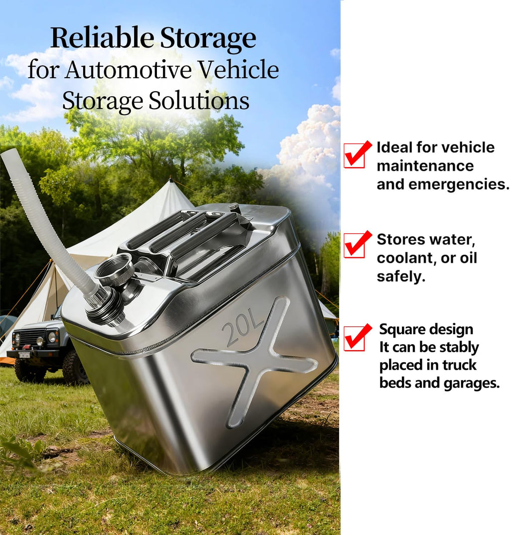 5 Gallon 304 Stainless Steel Oil Storage Can with Spout T865