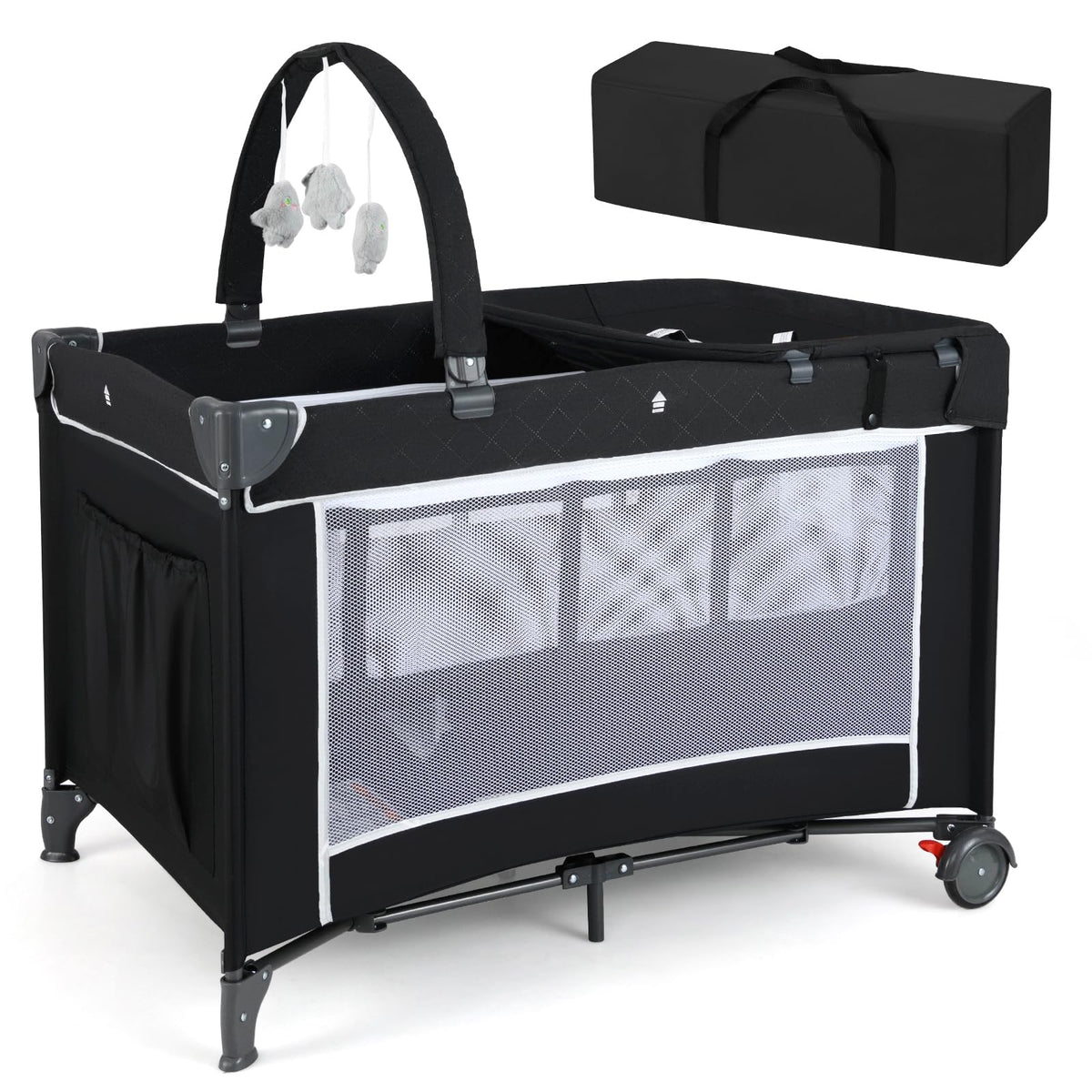 4 in 1 Folding Playpen with Bassinet and Carry Bag Q9650