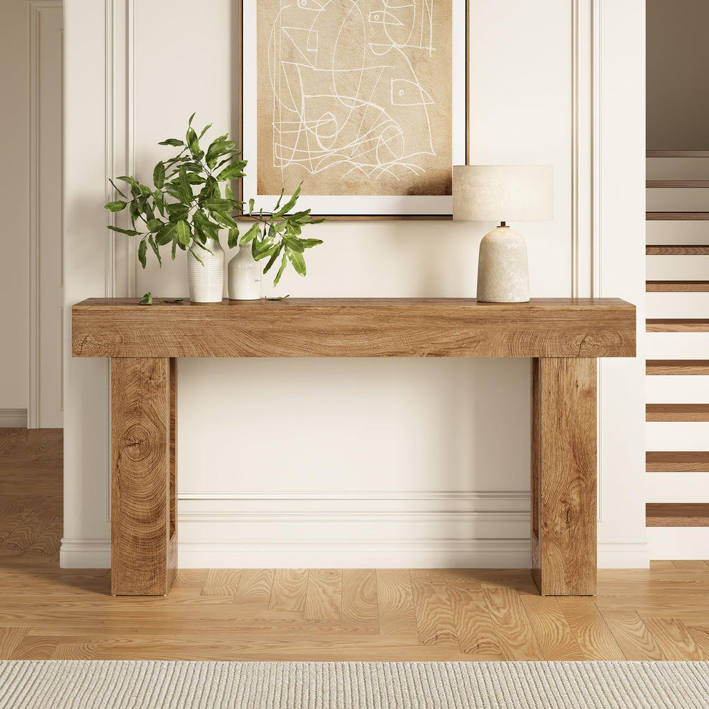 63 Inches Oak Color Wooden Console Table D795