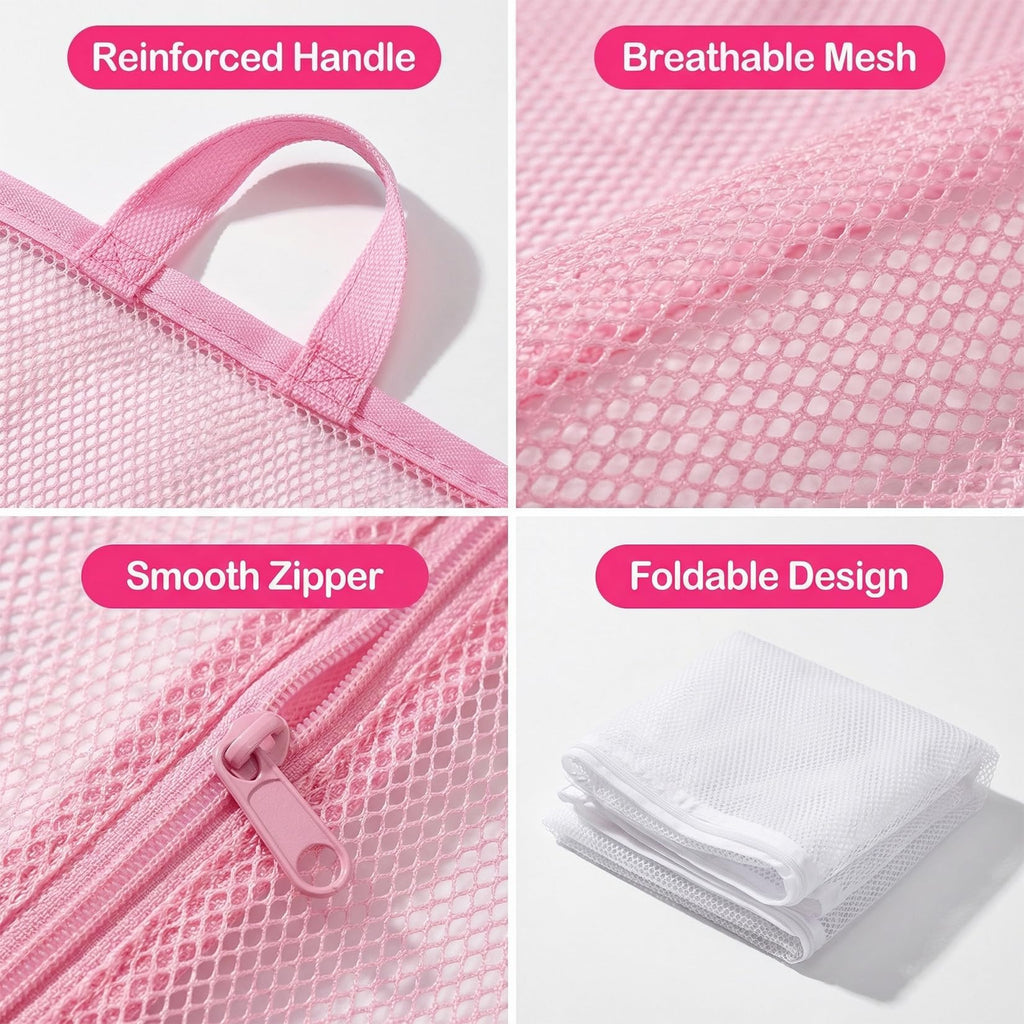 2 PCS Mesh Storage Bags with Zipper P782505