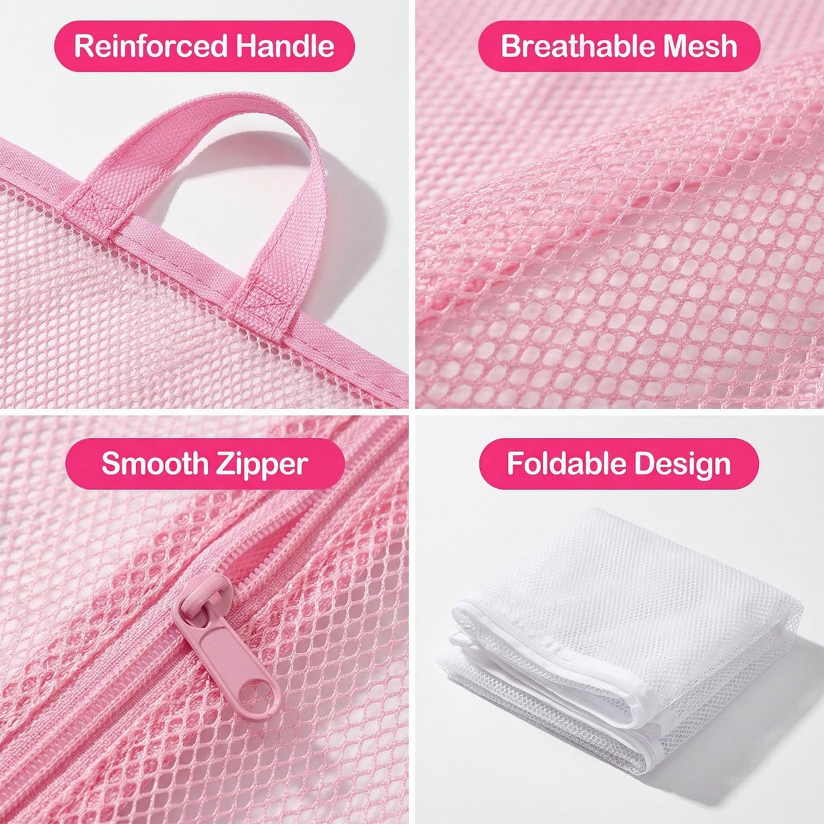 2 PCS Mesh Storage Bags with Zipper P782505