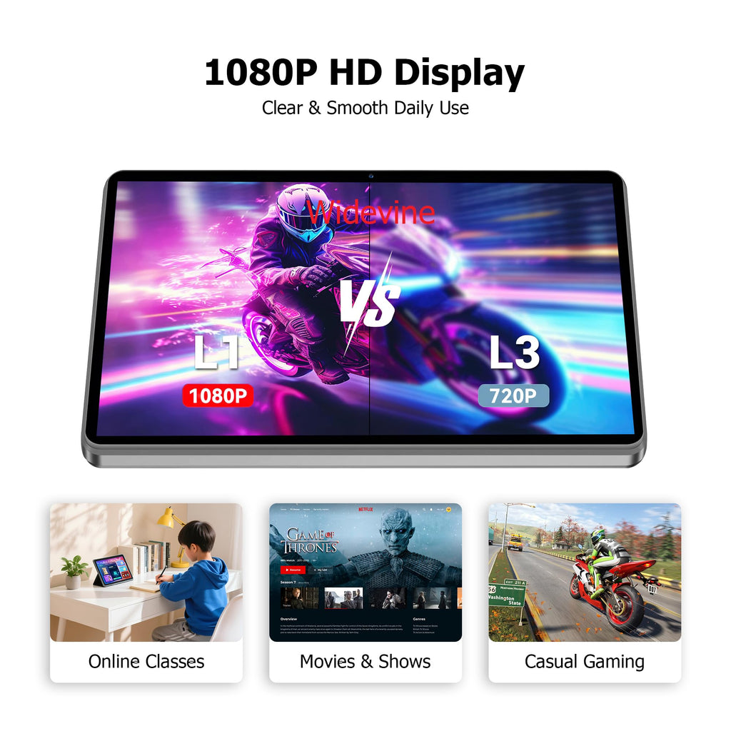 10.1" Android 16 Tablet with Keyboard, 30GB RAM 64GB ROM, Gray M472415