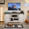 Farmhouse TV Stand with Sliding Barn Doors and Adjustable Shelves Q163