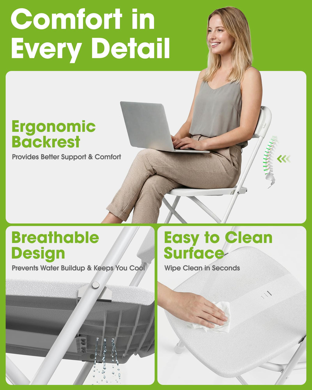 White 6-Pack Folding Chairs 440 lbs Capacity C827