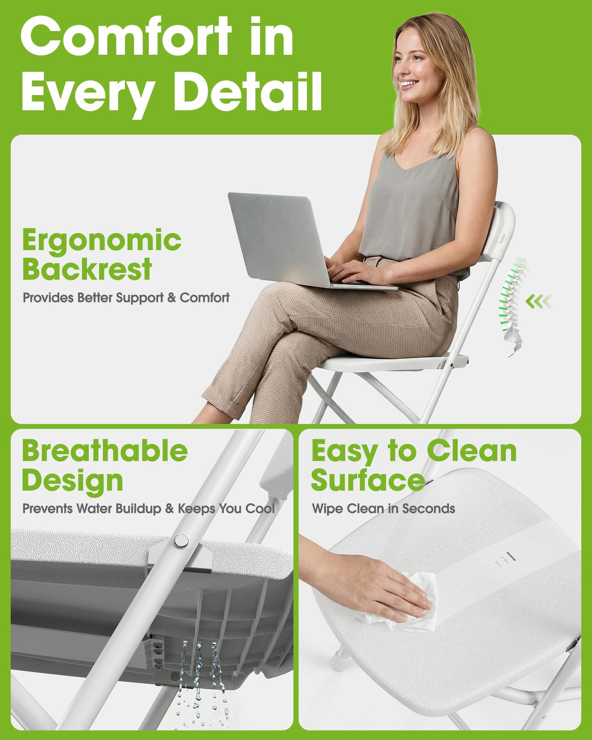 White 6-Pack Folding Chairs 440 lbs Capacity C827