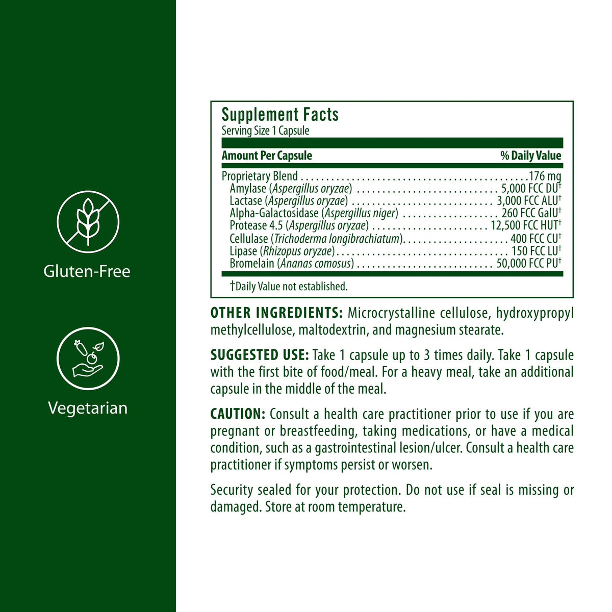 Digestive Enzymes Lactase 60 Veg Caps H580