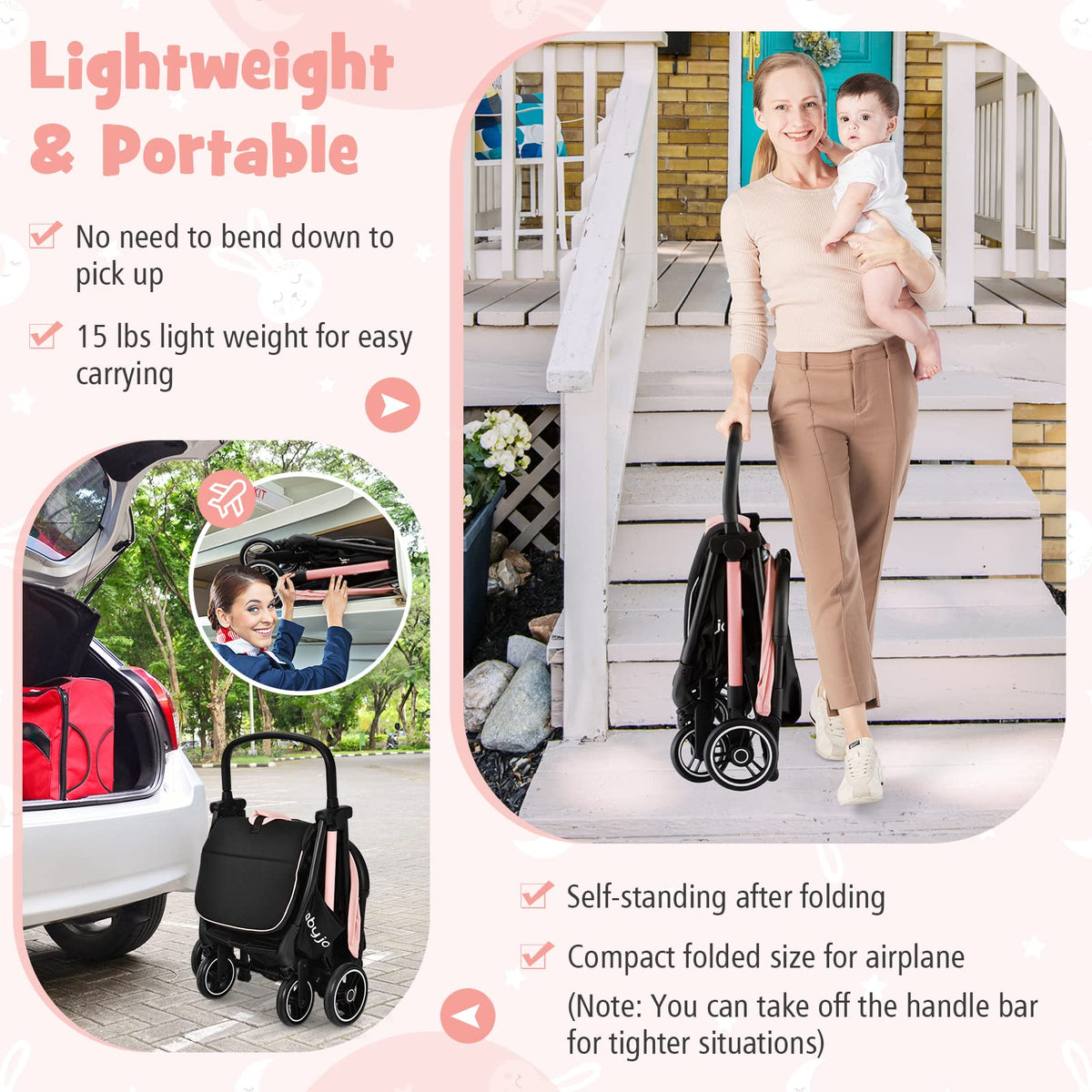 Lightweight Compact Baby Stroller with Canopy and Storage Basket F755125