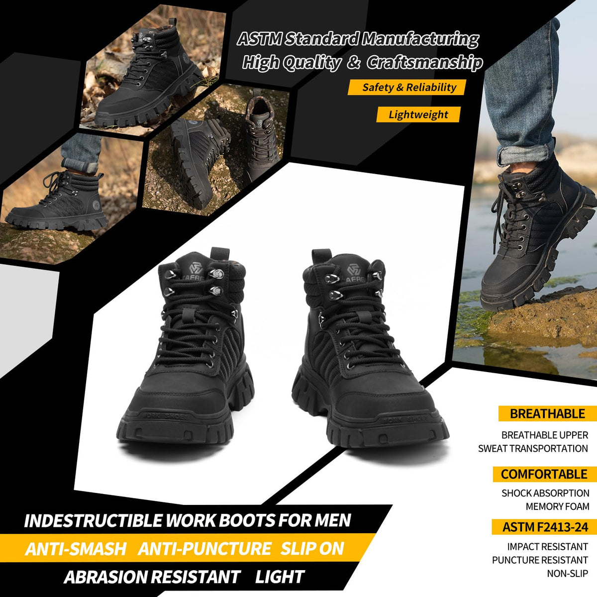 Waterproof Steel Toe Work Boots A936120