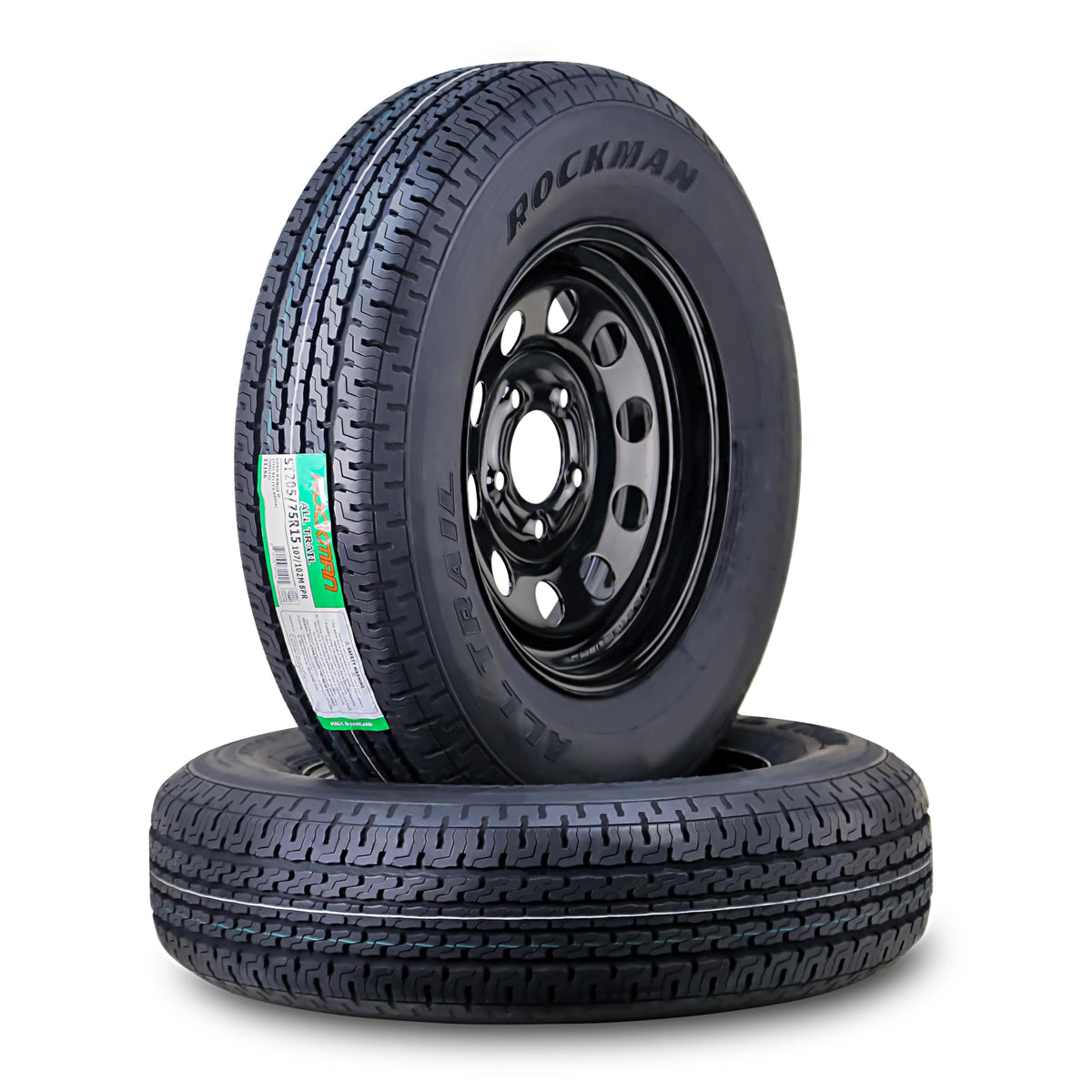 ST205/75R15 8-Ply Trailer Tire Wheel Black Mod Rim Pk2 X645962