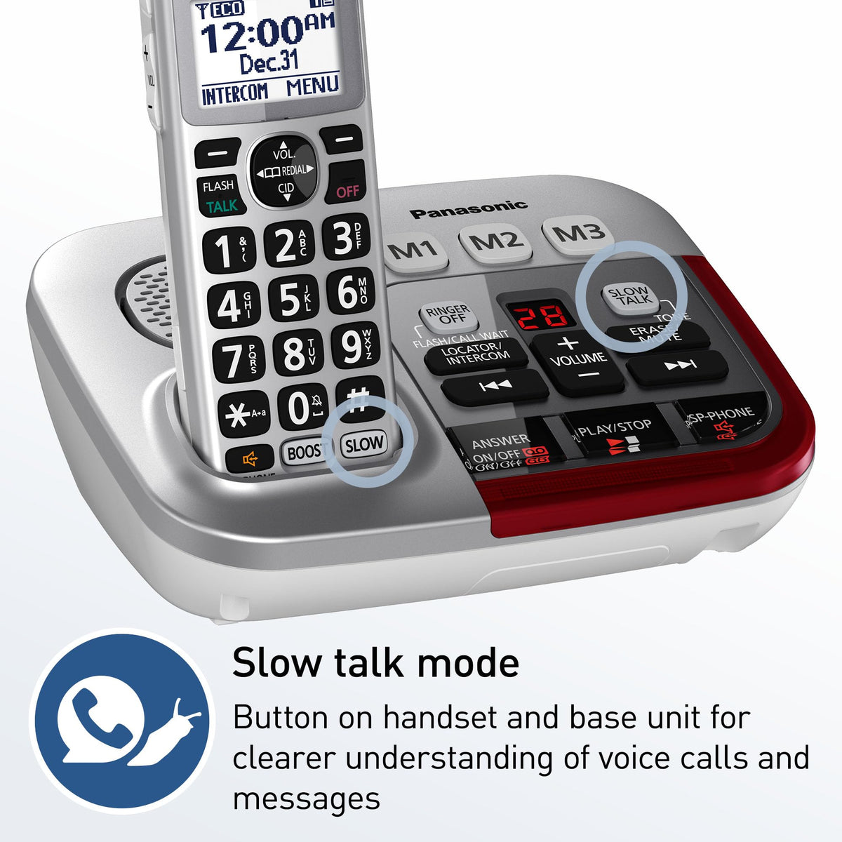 Amplified Cordless Phone with Slow Talk and Hearing Aid Compatibility Z3195