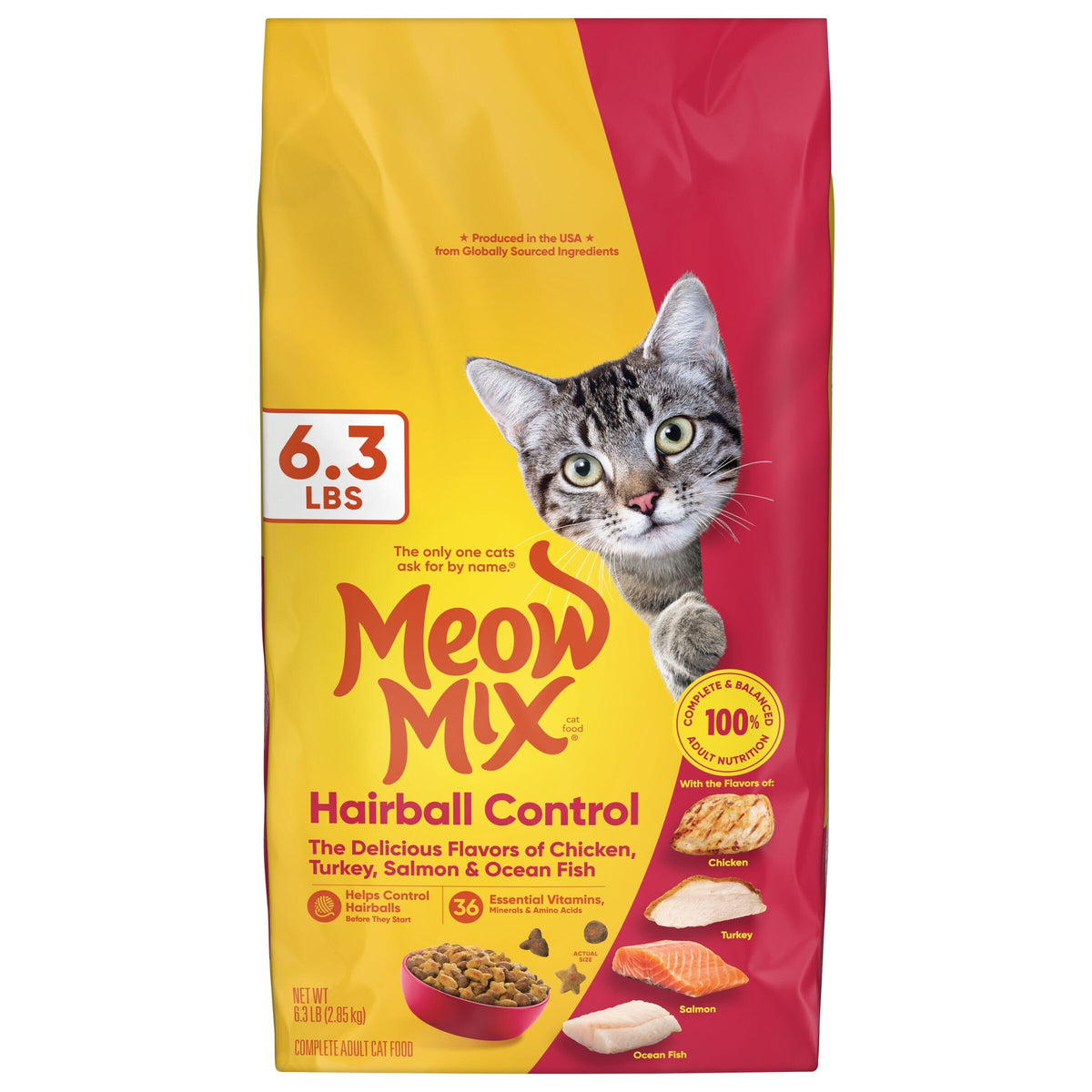 Hairball Control Dry Cat Food, 6.3 Pound Bag H671967