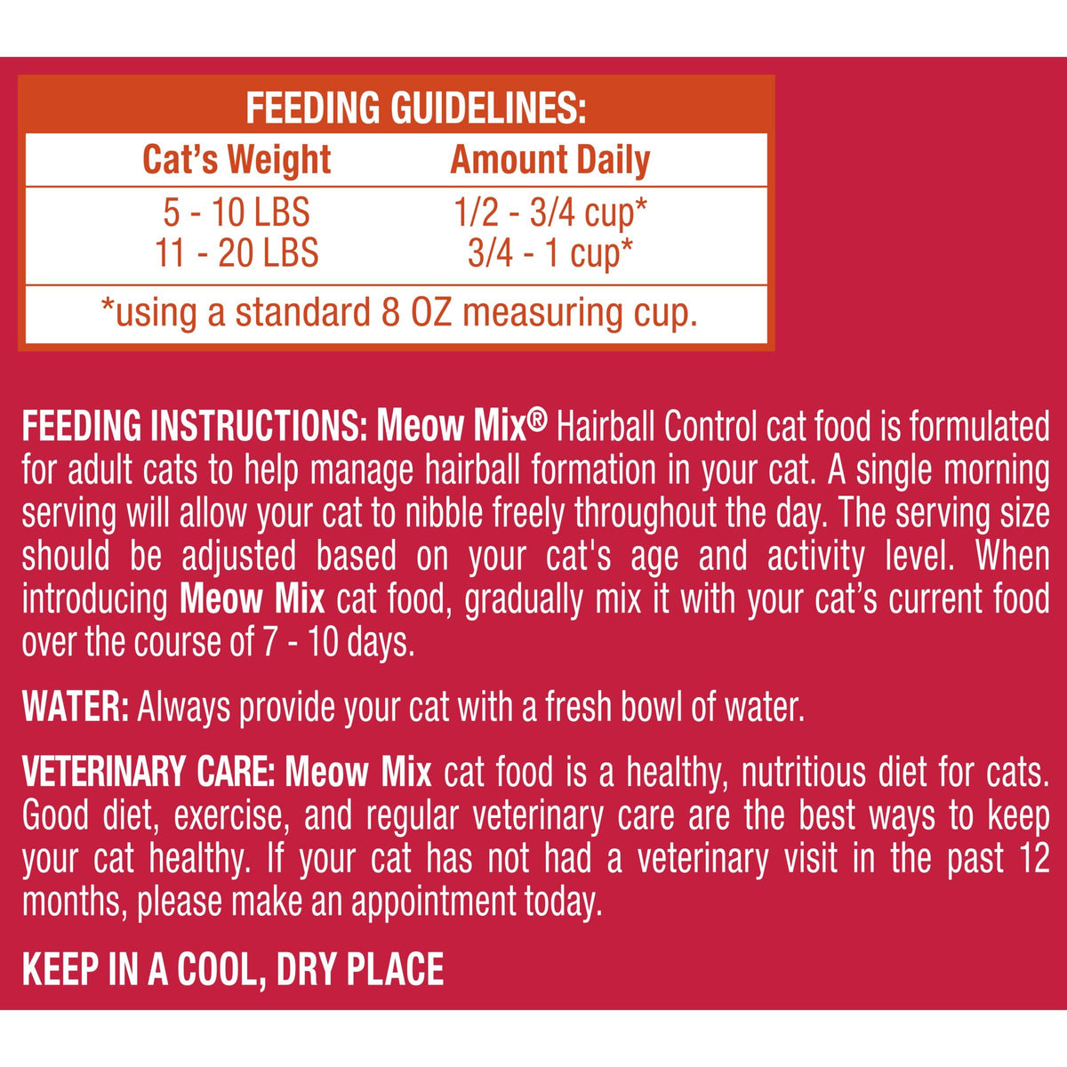 Hairball Control Dry Cat Food, 6.3 Pound Bag H671967