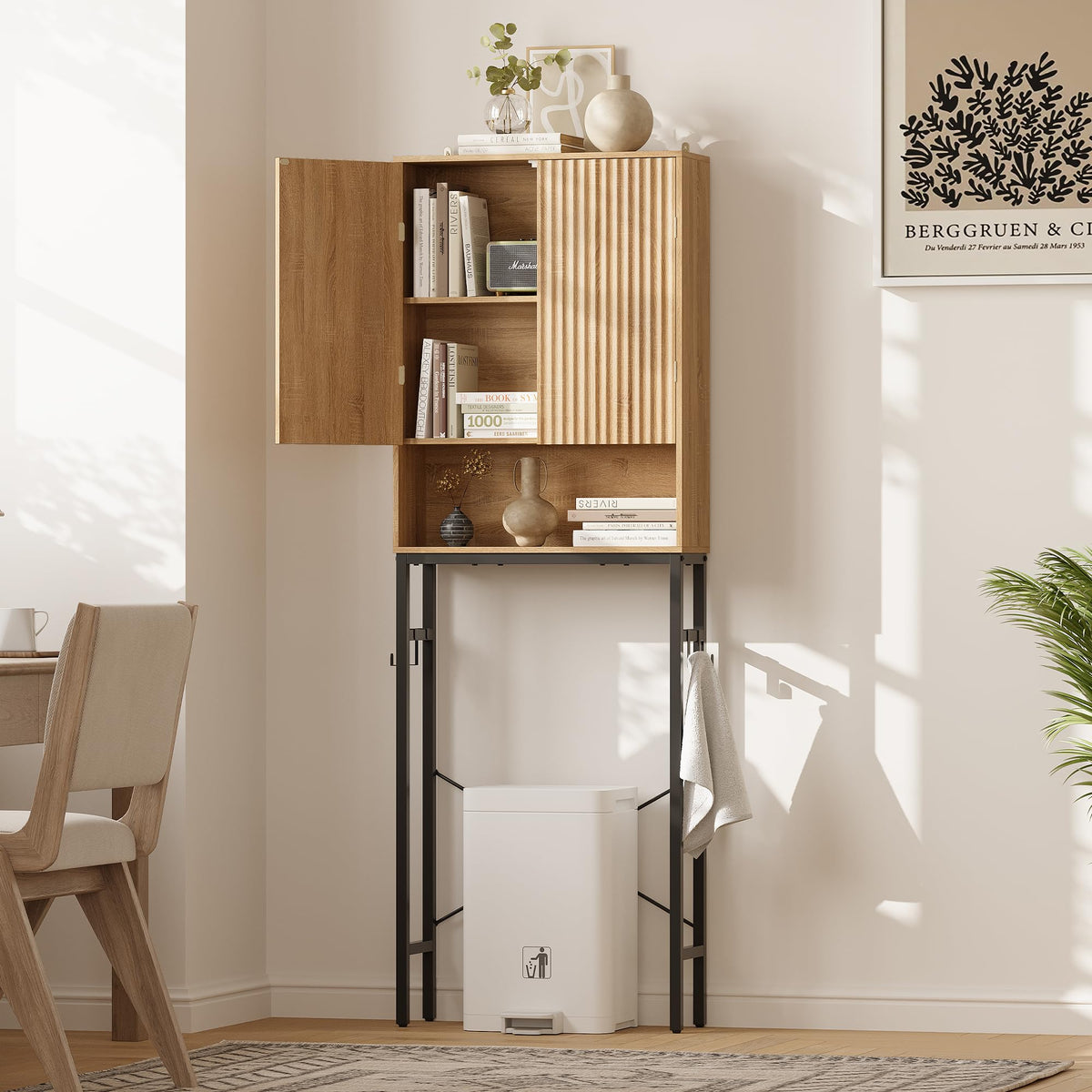 Freestanding Tall Wood Over The Toilet Storage Cabinet H94517