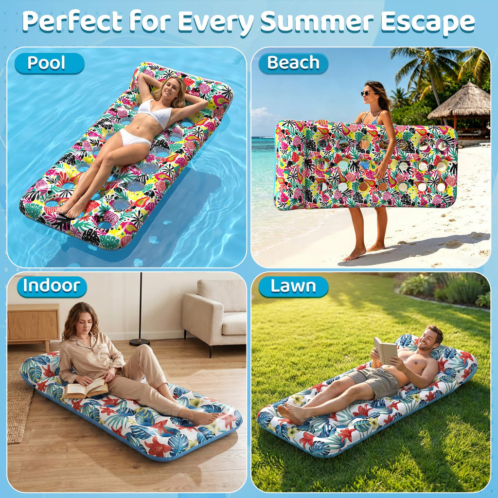 4 Pack Oversized Inflatable Pool Floats with Headrest Q9530
