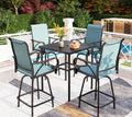 Swivel Metal Bar Stools and Table Set for 4 W9114