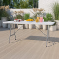 6-Foot Granite White Plastic Folding Table Q2512