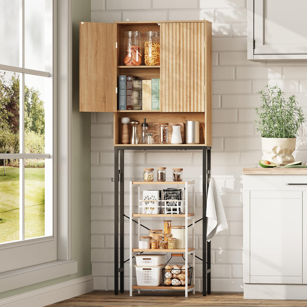 Freestanding Tall Wood Over The Toilet Storage Cabinet H94517
