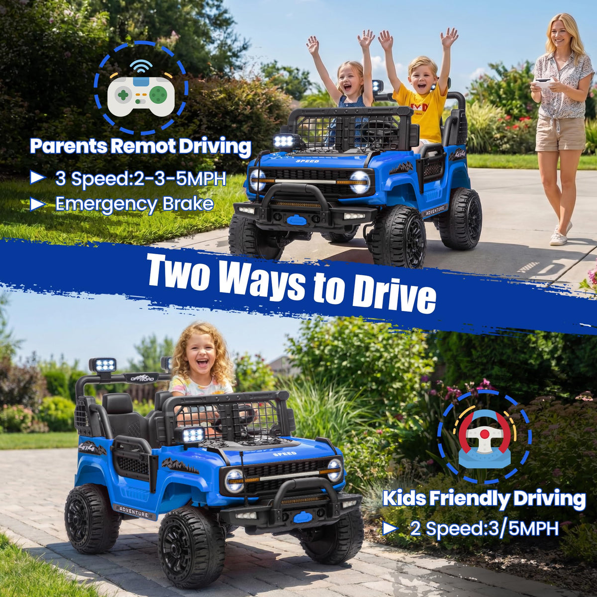 24V Electric 2 Seater Ride On Truck Toy with Remote Control C156