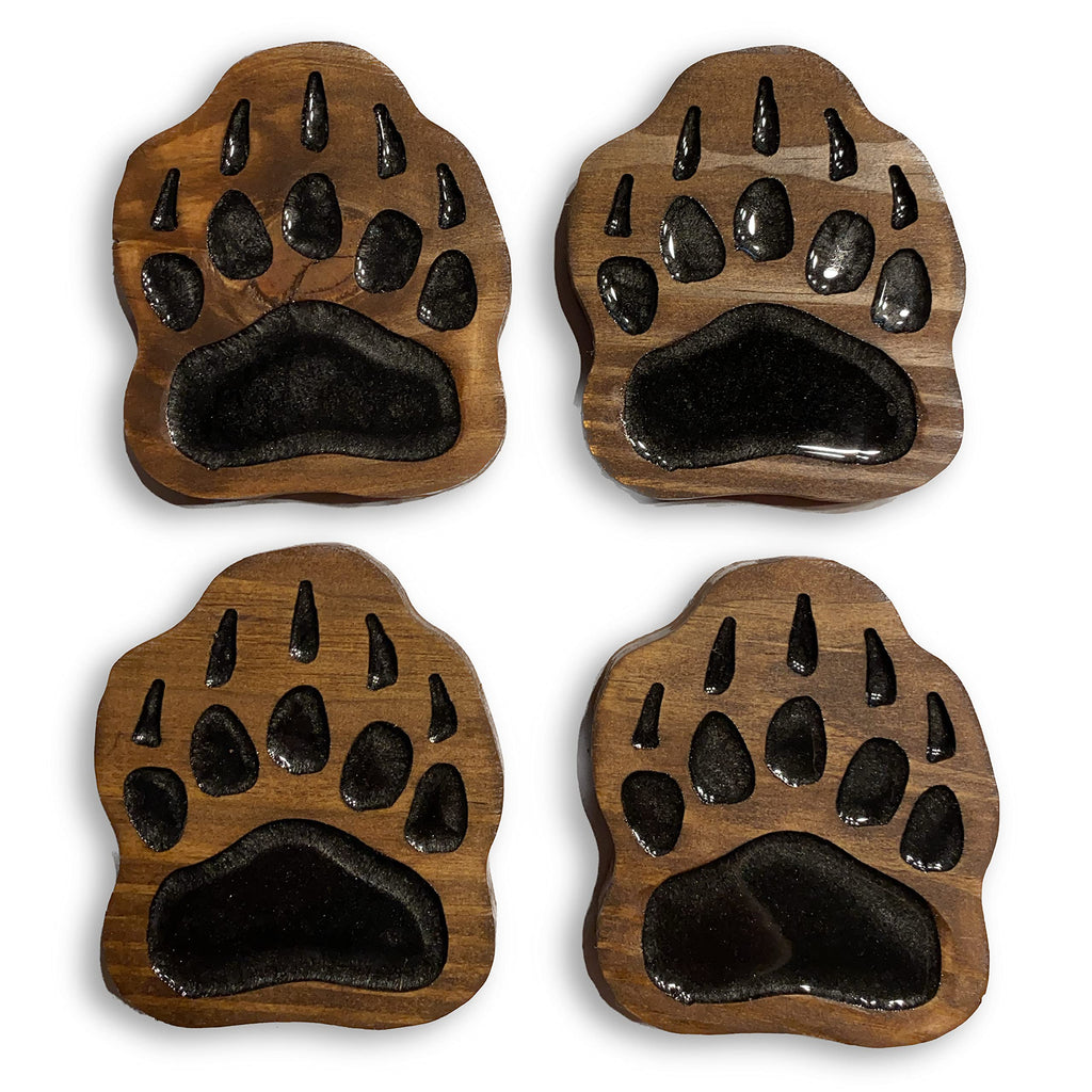 Coaster Set of 4 Handmade Wood with EPOXY Inlay Q750487