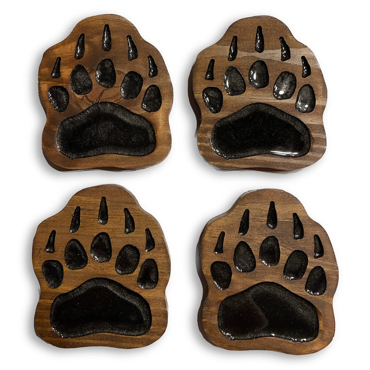 Coaster Set of 4 Handmade Wood with EPOXY Inlay Q750487