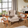 Set of 2 Solid Wood 2-Tier Side Table with Storage Shelf Y463