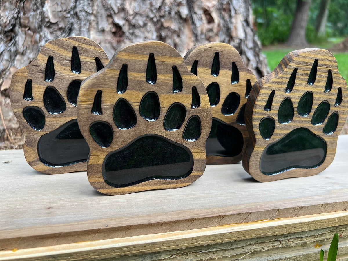 Coaster Set of 4 Handmade Wood with EPOXY Inlay Q750487