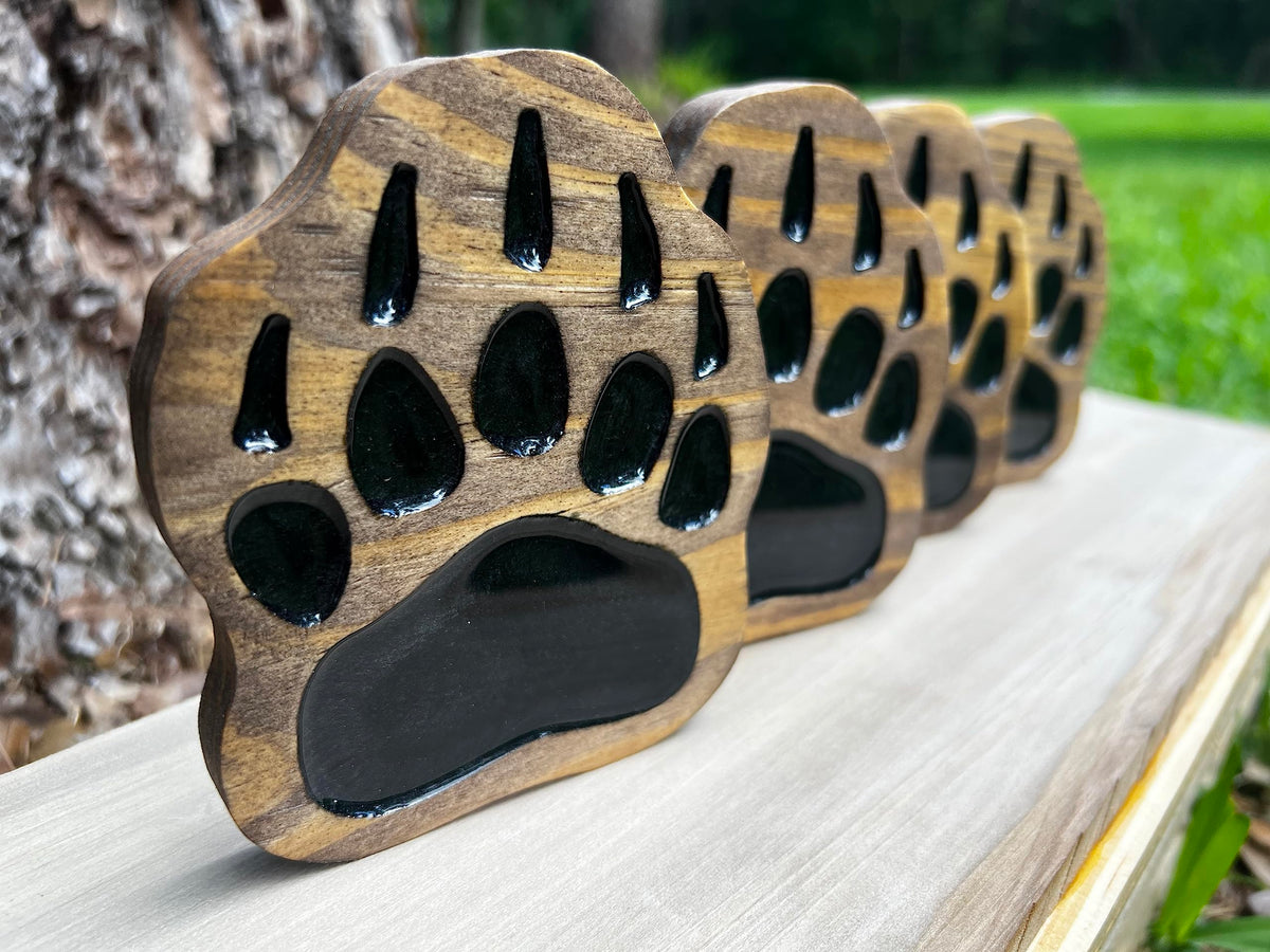 Coaster Set of 4 Handmade Wood with EPOXY Inlay Q750487