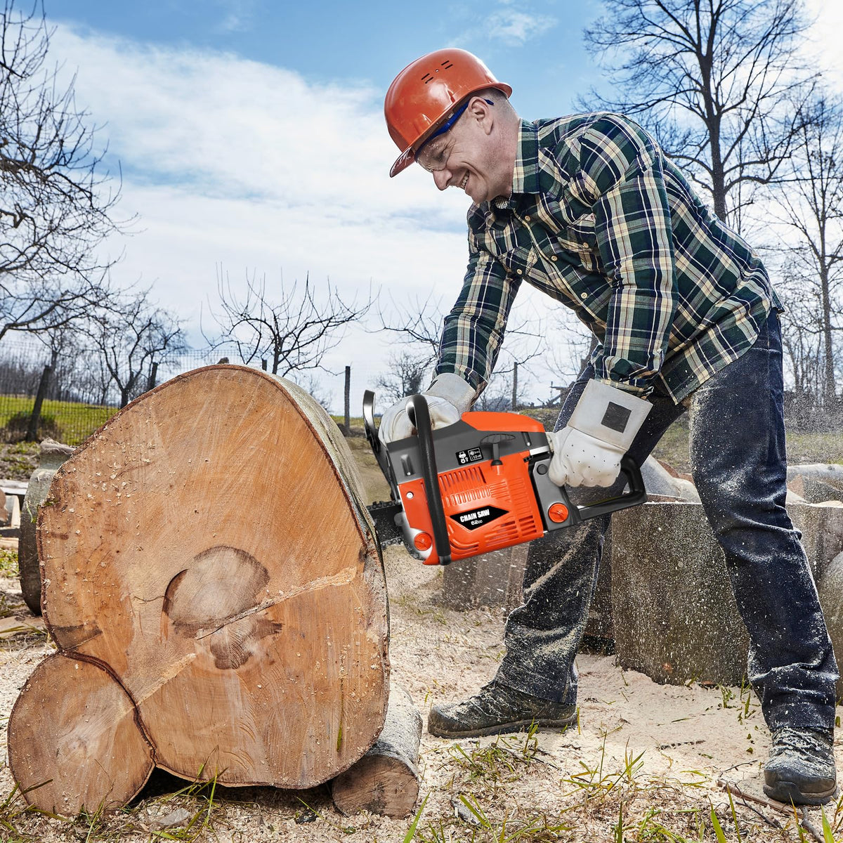 62CC Gas Chainsaw with 20inch & 24inch Chain Saw Bar O269